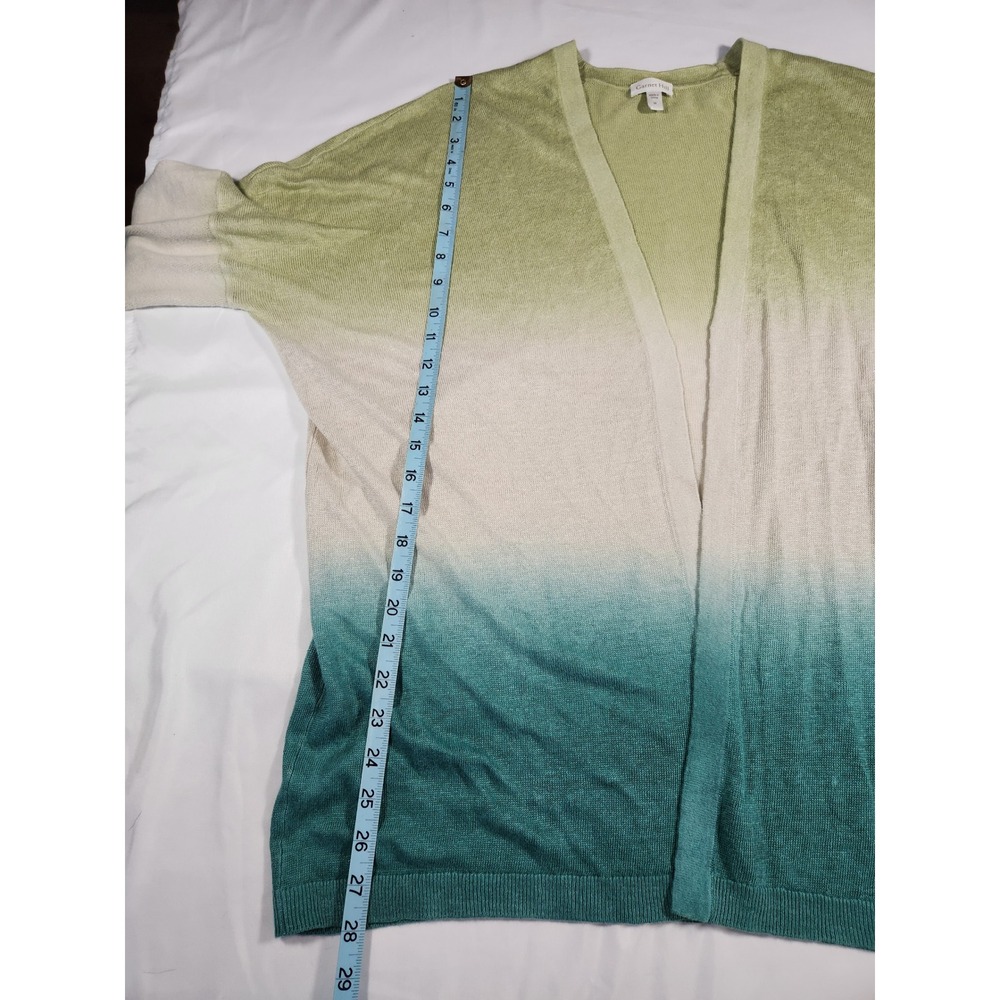 Garnet Hill Blue Green Ombre 100% Linen Open Front Cardigan Long Sleeve Size M - Picture 5 of 8
